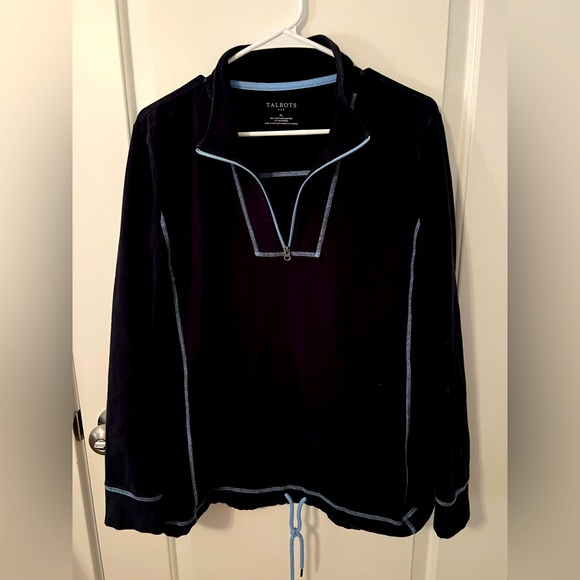 Talbots navy quarter zip sweatshirt Size XL - Picture 1 of 3